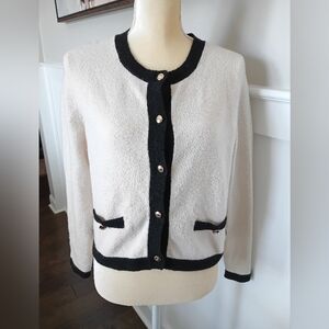 French Connection Vhari Contrast Cardigan with Black Trim